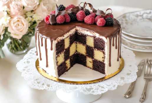 Learn how to make a stunning checkerboard cake with our easy recipe! Impress guests with this beautiful, delicious, and fun-to-bake dessert